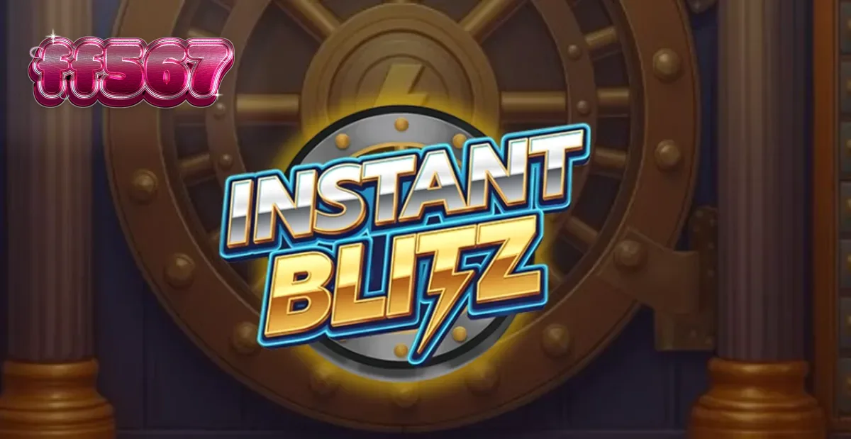 Interface futurista do jogo Instant Blitz com símbolos de néon e cofre